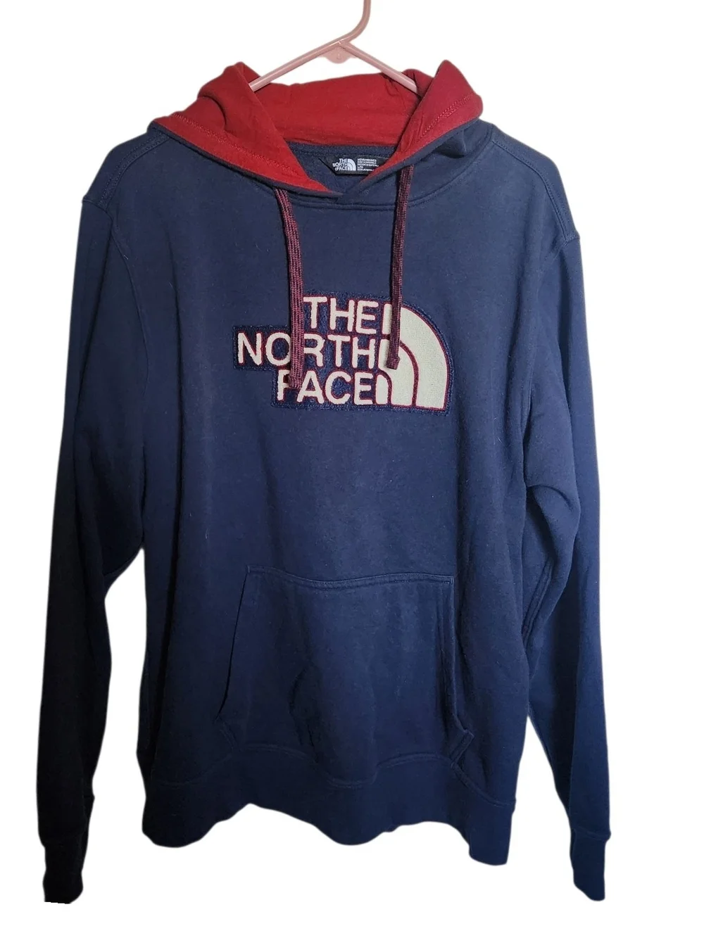 The North Face Navy Pullover Hoodie with Red Lined Hood